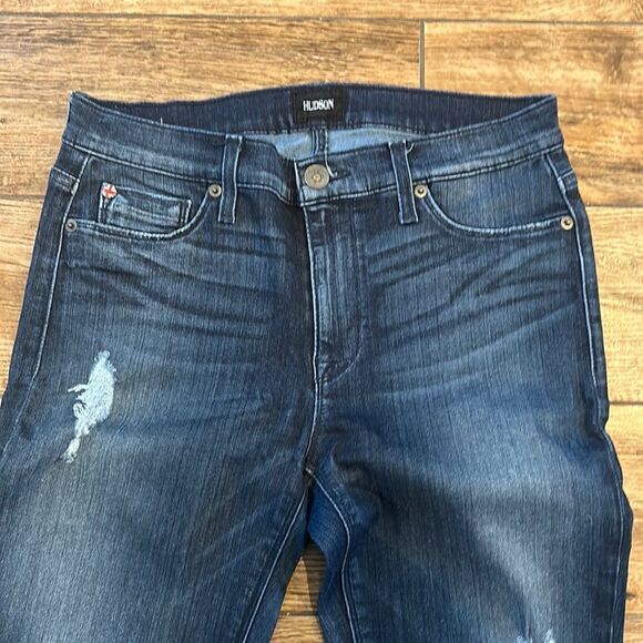 👖 Hudson Dark Wash Skinny Jeans - Size 28 - Distressed Very Soft & Stretchy - Picture 2 of 7
